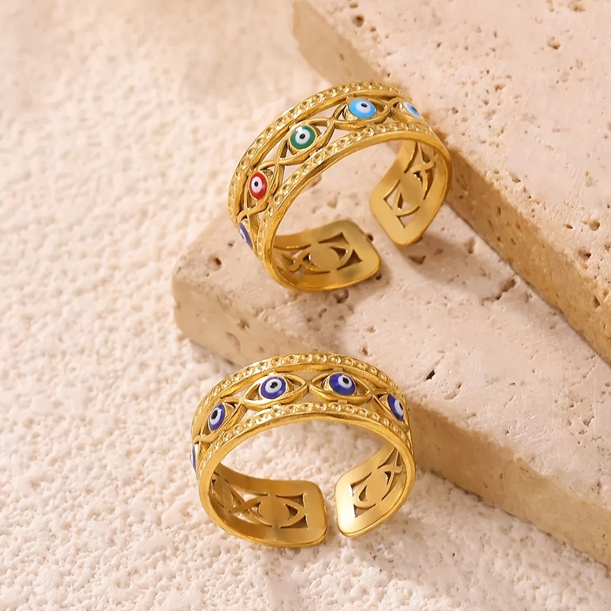Multicolor Enamel Dripping Oil Demon Eye Open Ring, Women's Gift